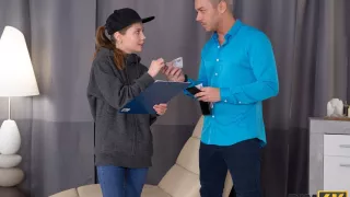 RIM4K. Booty call makes girl take mans pants down and kiss his bottom