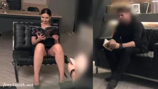 Silence. Jeny Smith with no panties teasing a man. Hidden camera prank