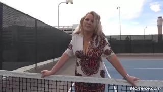Blonde Mom Kinsley On The Tennis Cort