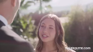 Adorable teen, Taylor Sands is kneeling in front of her new boyfriend and eagerly sucking his cock