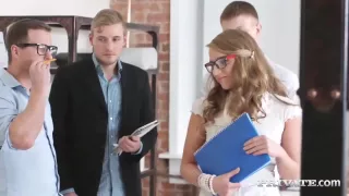 Businessmen gang banging the office intern