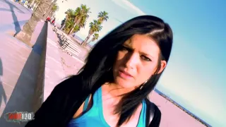 Slutty brunette with a pierced tongue was wearing high heels while she was getting fucked hard