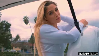 Blonde cock teaser, Abella Danger is giving a blowjob to her lover, before having anal sex