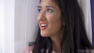 Horny brunette with bouncy tits, Darcia Lee got nailed in front of the camera, for cash