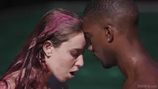 Black guy is fucking a slutty, white babe after she gave him one of the best blowjobs