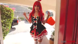 Red haired slut, Jill Kassidy is sucking a fat meat stick like a pro, and enjoying it