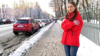 Russian girl seduced by pickup and fucked a guy in his house