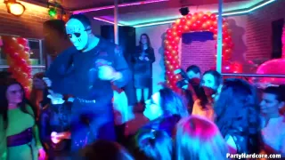 Kinky ladies are about to have group sex in the night club, with random handsome guys