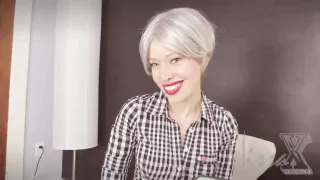 Blonde lady with red lips is gently sucking her lovers cock, instead of his wife