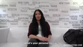 Barbora is a black haired woman who got fucked during a job interview and liked it