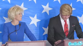 Horny people are fucking in the press- conference room, not knowing that there is a camera working