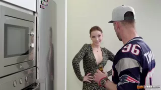 Great looking woman in an animal printed dress, Paola Guerra decided to fuck a pizza delivery guy
