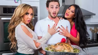 Two Busty Mature bitches take turns jumping on a cock of a young guy...