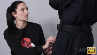 LAW4k. Young criminal finds a way out from the cage taking all clothes off