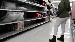 Latina milf bubble white leggings seethrew blue thong