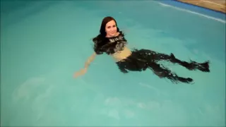 Winter jacket in pool