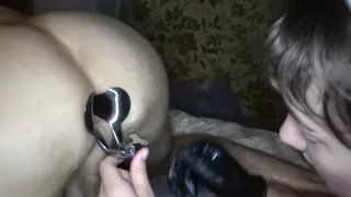 Making A Mess Of His Ass - ! Glass Gape -metal Balls In Ass