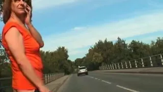 Zoe transvestite exhibitionist bitch flashes her pretty bum