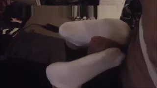 Cumshot on socks and feet after nasty footjob foot fetish teen fucked hard
