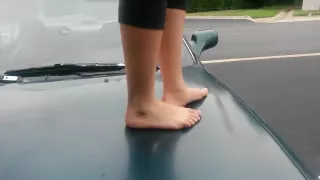 Sexy girl spoil denting poor car