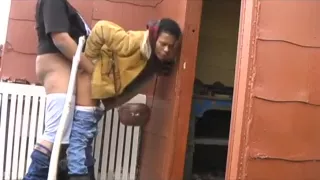 Black man fucks hooker in public