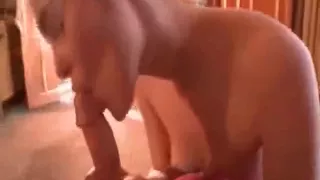 beautiful blonde babe sucking her boyfriend  with slow blowjob