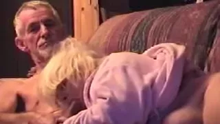 Granny fucks while listening to the evening news