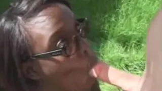 Black girl sucks white guys cock