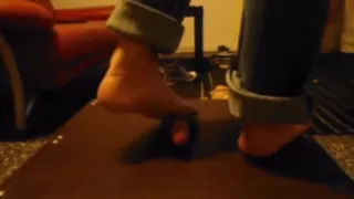 footjob and first cock crush and cum with girlfriend 