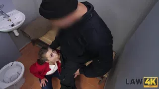 LAW4k. Gentle mouth and shaved pussy of Cindy Shine are used by bad guards