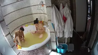 Nina and Kira bathing tenderly