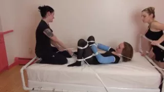bondage tickling in blue arm cast