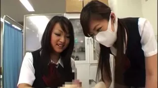 Japanese latex gloves handjob