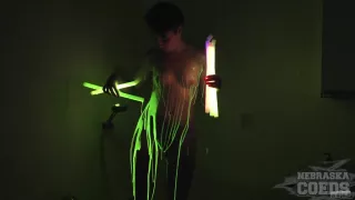 18yo Billie Banging Herself Out With Glowsticks Then Glow In The Dark Fun - NebraskaCoeds