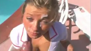 Blonde smokes before a quick bj