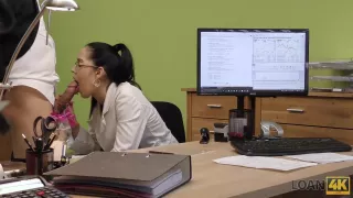 LOAN4K. Brunette babe Elis Dark gives pussy to agent