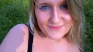 Chubby german chick playing outdoors