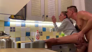 fucking in the kitchen And creampie