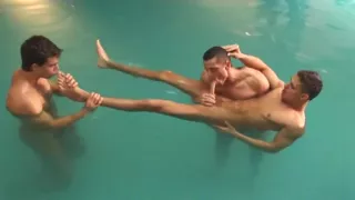 boys having fun in the pool