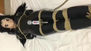 latex kigurumi bondage vibrating