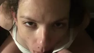 Pretty girl face fucked and jizzed on