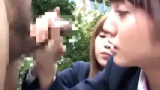 Sweet Japanese School Girl Learn to Handle Dicks