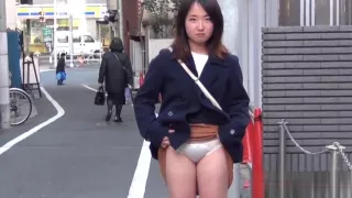 Asian teen shows panties