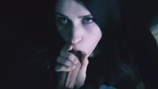 the guy made a beautiful brunette do a blowjob and cum on her face