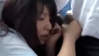 Schoolgirl giving handjob for business man facial on the bus movie 2