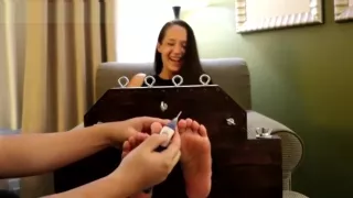 Feet tickle to tears