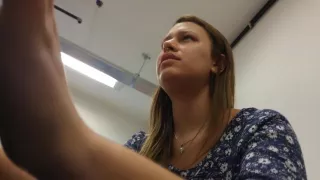 Blonde teen girl foot soles and toes