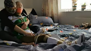 Chinese girl bondage and pantyhose gag