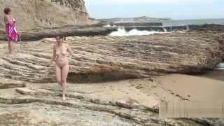 Prowling Panther Beach - nudist group explores oceanside rock formations