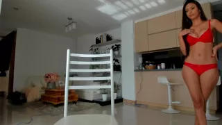 Latina Hot in Red Lingerie